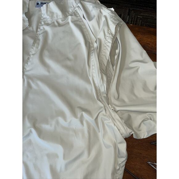 Golf Tech Quarter Zip‎ removable sleeves beige Windbreaker XXL 2 Pocket - Picture 7 of 8